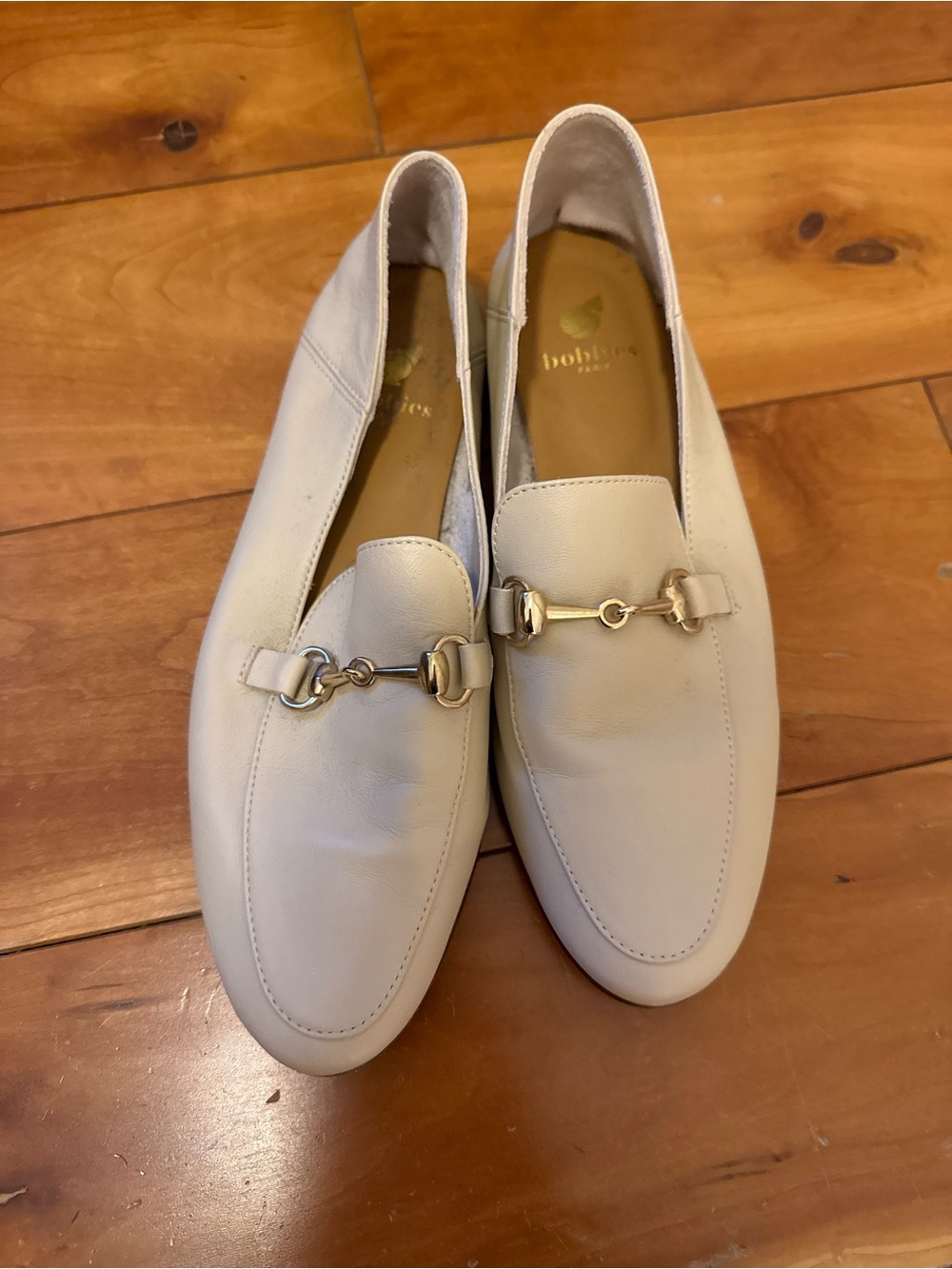 Bobbies Paris Women's Cream Leather Bit Loafers